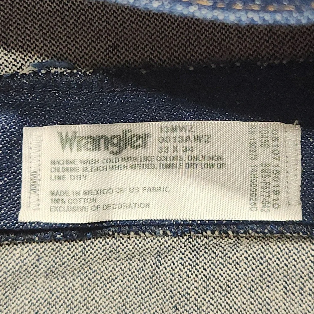 Wrangler 13MWZ Jeans Mens 33x34 Blue Medium Wash Cowboy Cut Straight Denim